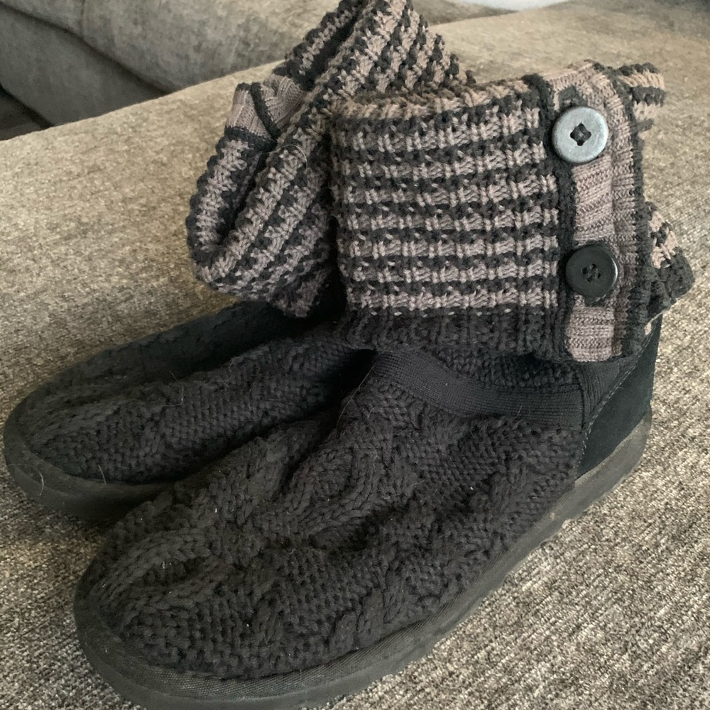 Black knit UGG boots